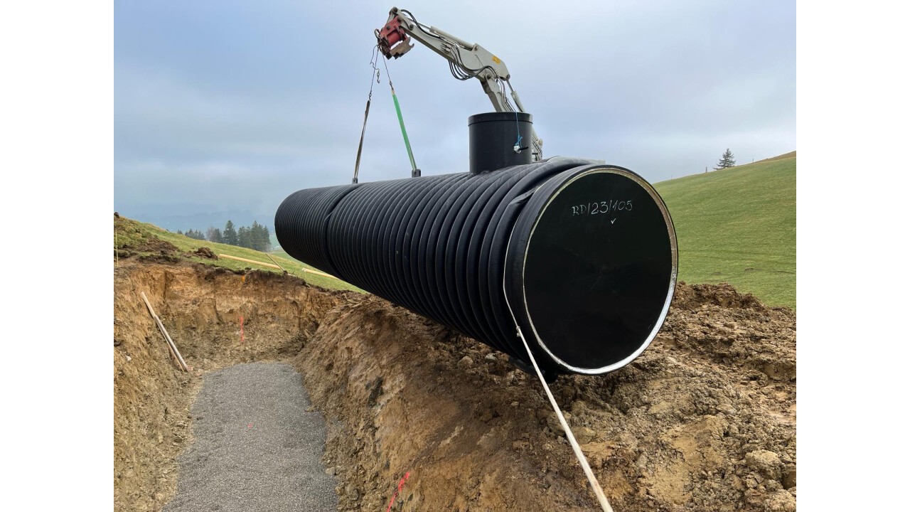 Volumen 20'000 Liter / Masse: Durchmesser 1600 mm, Länge 10'000 mm