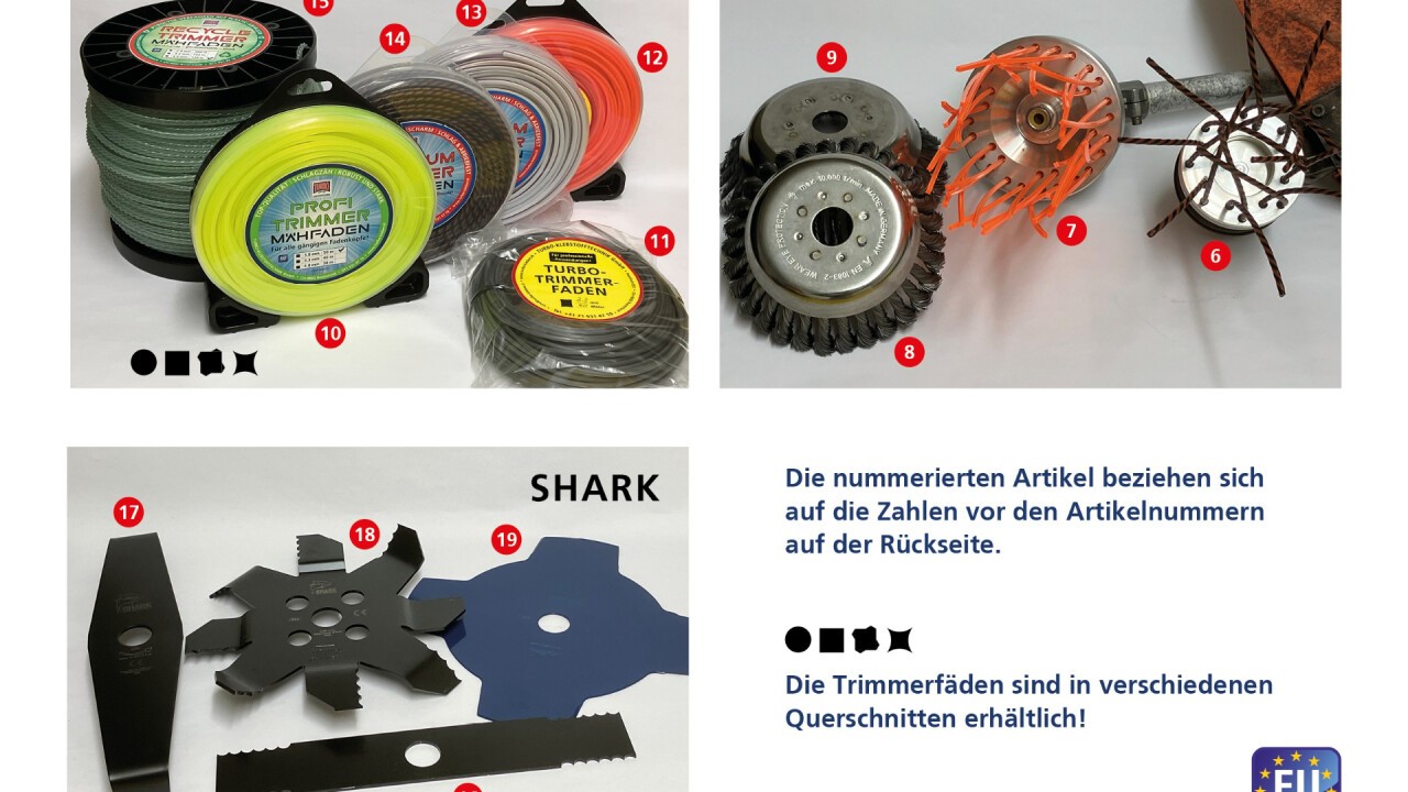 Trimmerschnüre, Bürsten, Metallscheiben